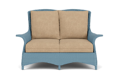Lloyd Flanders Mandalay Conversation Set in Stillwater with Hayden Sand fabric