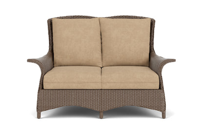 Lloyd Flanders Mandalay Conversation Set in Bark with Hayden Sand fabric