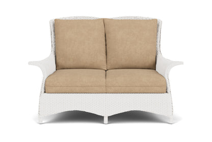 Lloyd Flanders Mandalay Loveseat in White with Hayden Sand fabric