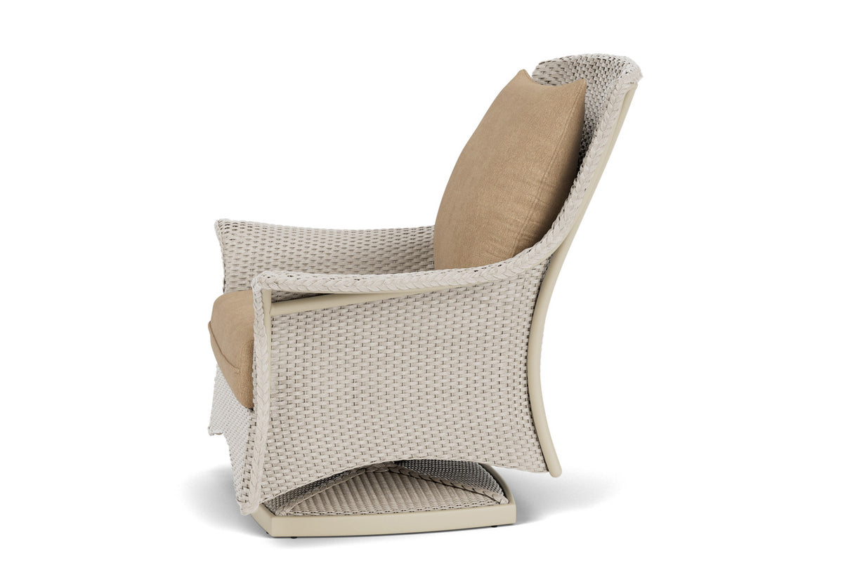 Lloyd Flanders Mandalay Swivel Rocker Lounge Chair in Linen with Hayden Sand fabric, view 9