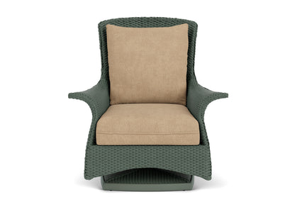 Lloyd Flanders Mandalay Swivel Rocker Lounge Chair in Spruce with Hayden Sand fabric