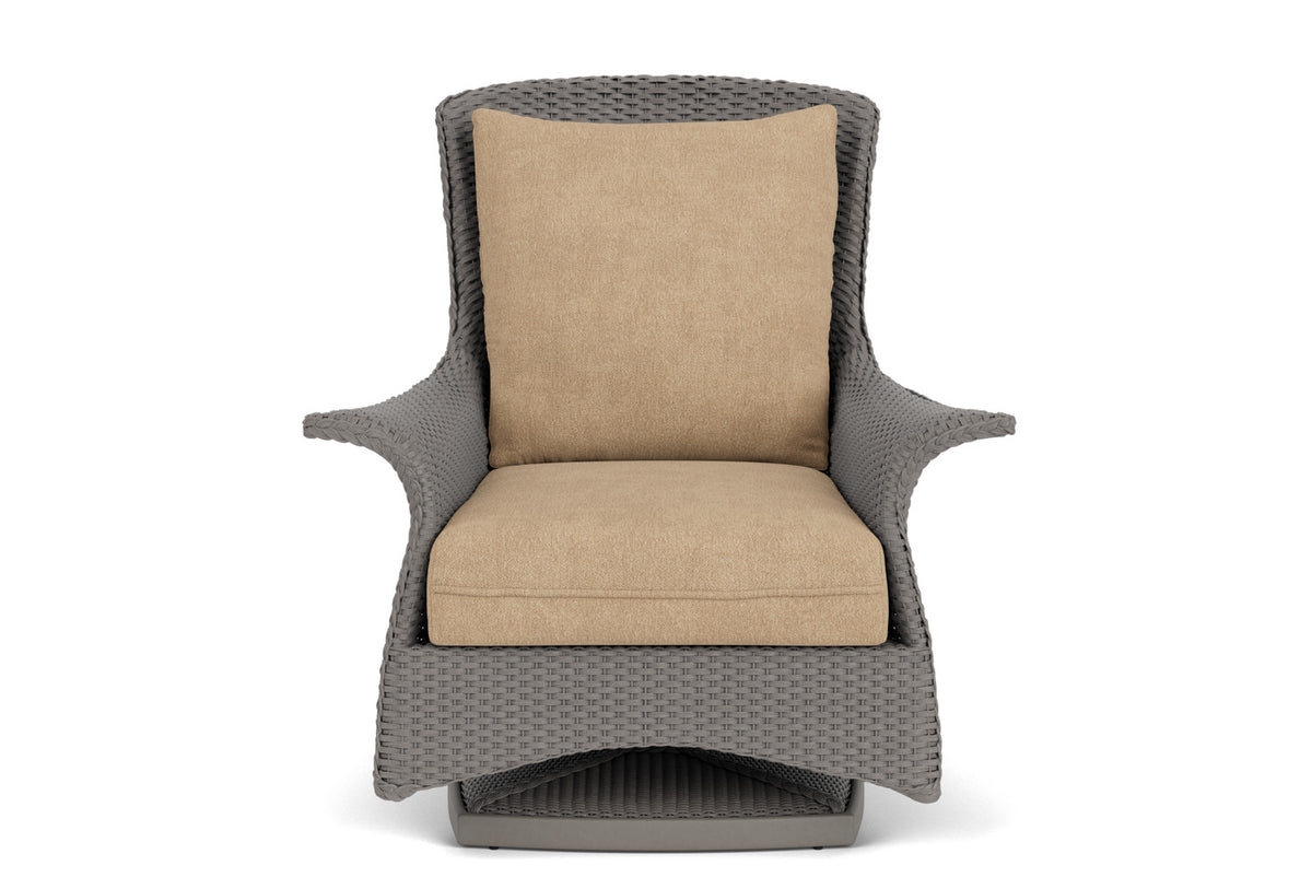 Lloyd Flanders Mandalay Swivel Rocker Lounge Chair in Pewter with Hayden Sand fabric