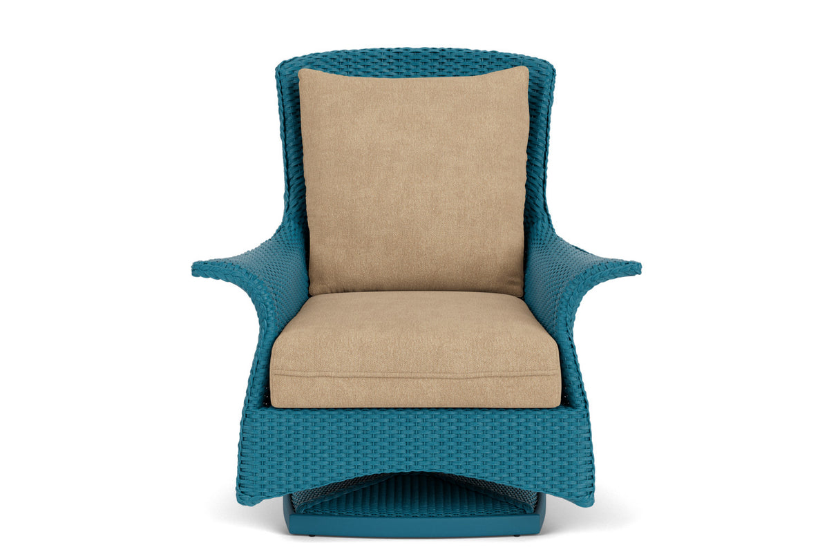 Lloyd Flanders Mandalay Swivel Rocker Lounge Chair in Peacock with Hayden Sand fabric