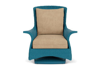Lloyd Flanders Mandalay Swivel Rocker Lounge Chair in Peacock with Hayden Sand fabric
