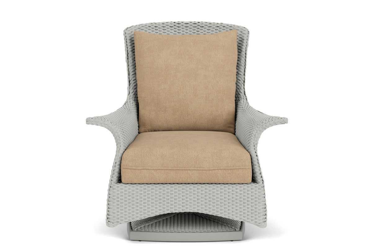 Lloyd Flanders Mandalay Swivel Rocker Lounge Chair in Platinum with Hayden Sand fabric