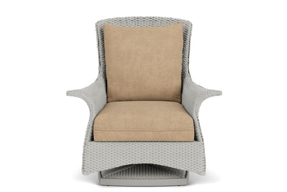 Lloyd Flanders Mandalay Swivel Rocker Lounge Chair in Platinum with Hayden Sand fabric