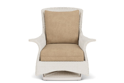 Lloyd Flanders Mandalay Swivel Rocker Lounge Chair in Antique White with Hayden Sand fabric