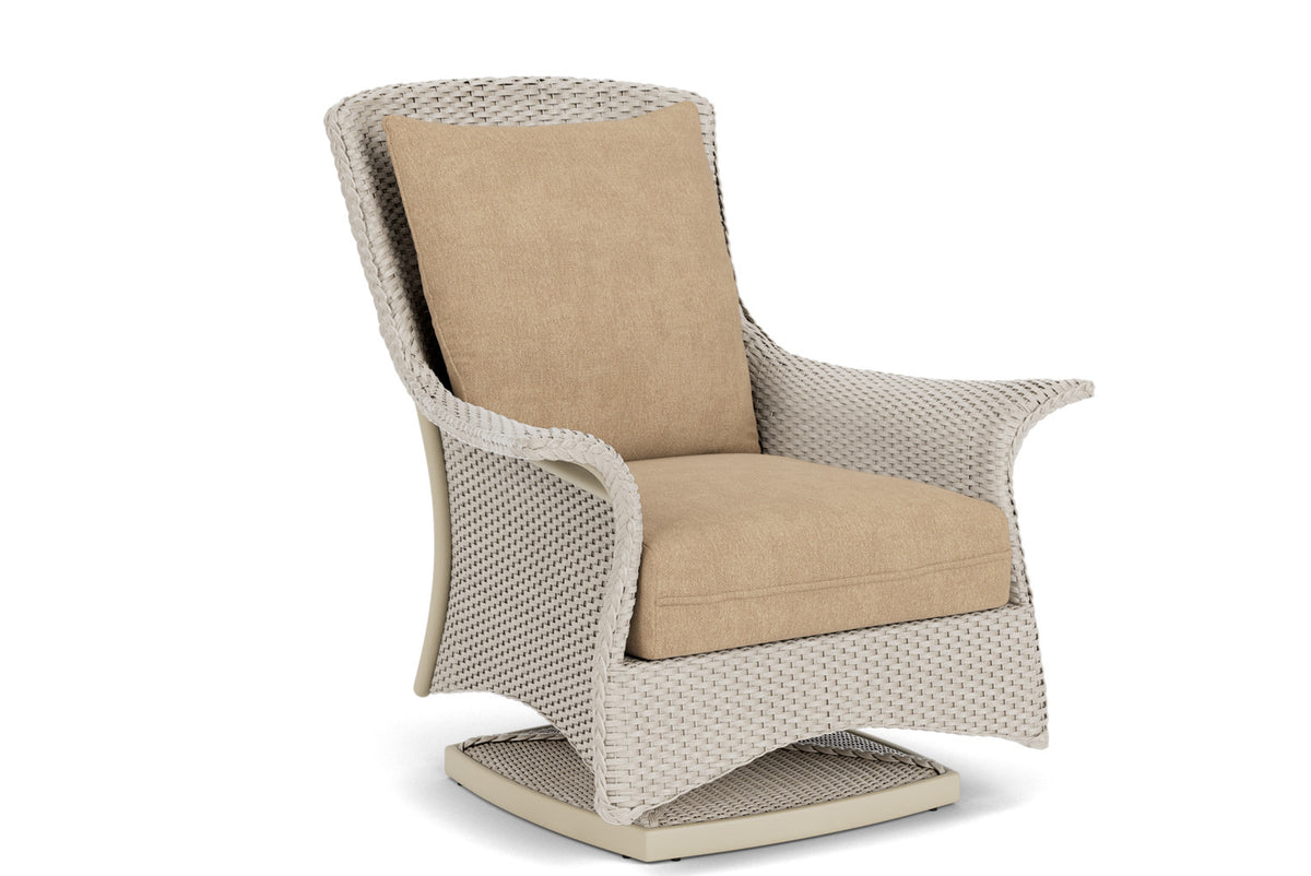 Lloyd Flanders Mandalay Swivel Rocker Lounge Chair in Linen with Hayden Sand fabric, view 2