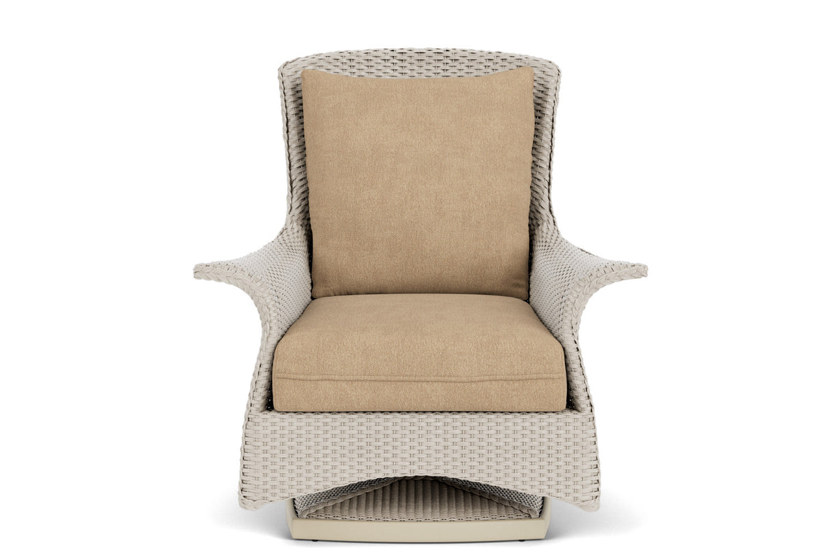 Lloyd Flanders Mandalay Swivel Rocker Lounge Chair in Linen with Hayden Sand fabric