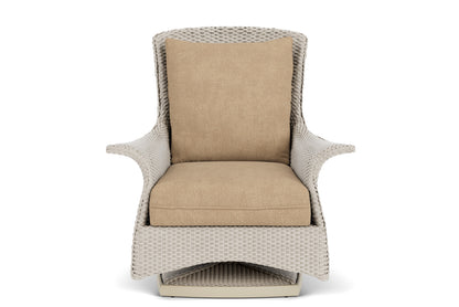 Lloyd Flanders Mandalay Swivel Rocker Lounge Chair in Linen with Hayden Sand fabric