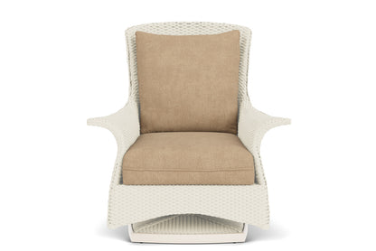 Lloyd Flanders Mandalay Swivel Rocker Lounge Chair in Ivory with Hayden Sand fabric