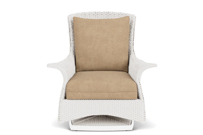 Lloyd Flanders Mandalay Swivel Rocker Lounge Chair in White with Hayden Sand fabric