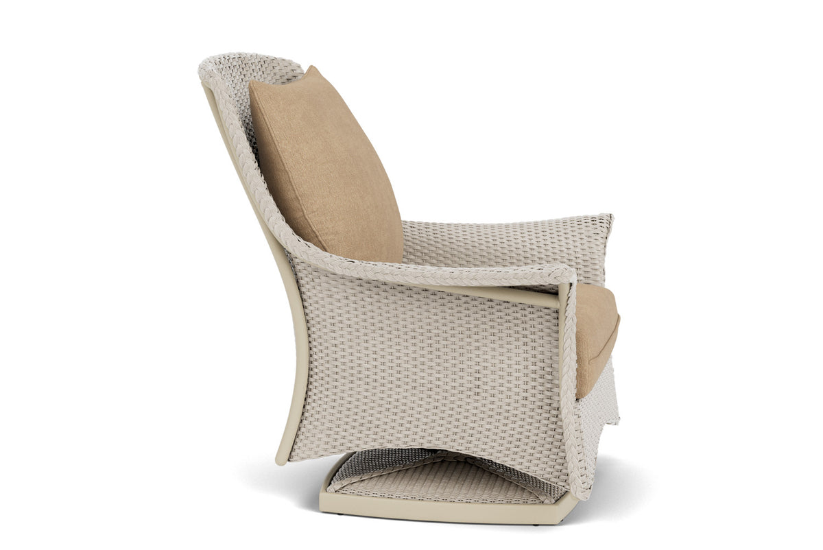 Lloyd Flanders Mandalay Swivel Rocker Lounge Chair in Linen with Hayden Sand fabric, view 4