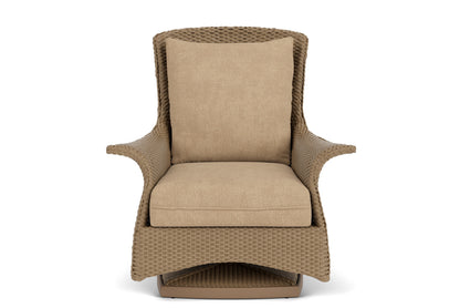Lloyd Flanders Mandalay Swivel Rocker Lounge Chair in Fawn with Hayden Sand fabric