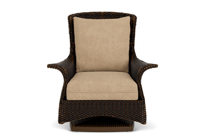 Lloyd Flanders Mandalay Swivel Rocker Lounge Chair in Mink with Hayden Sand fabric