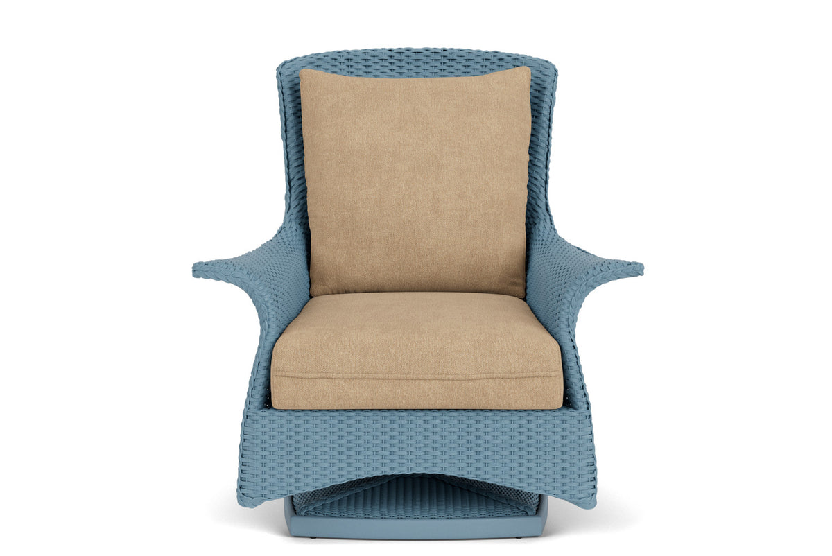 Lloyd Flanders Mandalay Swivel Rocker Lounge Chair in Stillwater with Hayden Sand fabric