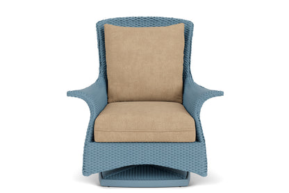 Lloyd Flanders Mandalay Swivel Rocker Lounge Chair in Stillwater with Hayden Sand fabric