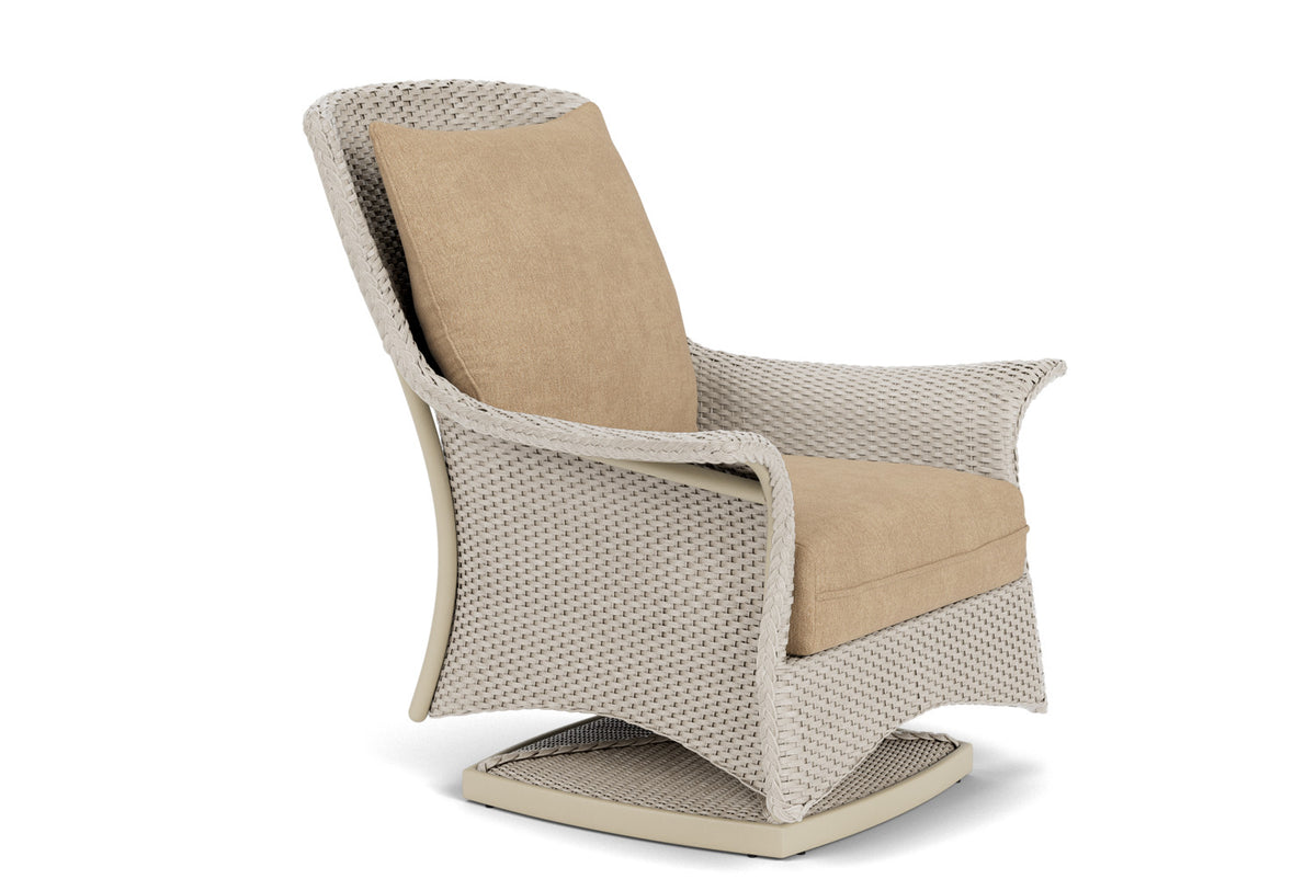 Lloyd Flanders Mandalay Swivel Rocker Lounge Chair in Linen with Hayden Sand fabric, view 3