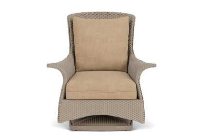 Lloyd Flanders Mandalay Swivel Rocker Lounge Chair in French Beige with Hayden Sand fabric