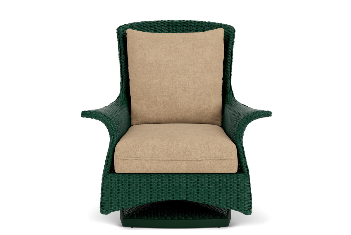 Lloyd Flanders Mandalay Swivel Rocker Lounge Chair in Woodland with Hayden Sand fabric