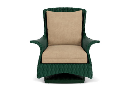 Lloyd Flanders Mandalay Swivel Rocker Lounge Chair in Woodland with Hayden Sand fabric