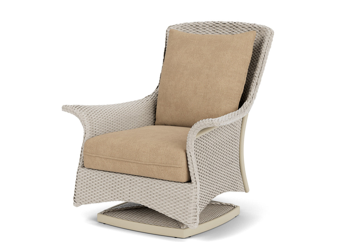 Lloyd Flanders Mandalay Swivel Rocker Lounge Chair in Linen with Hayden Sand fabric, view 10