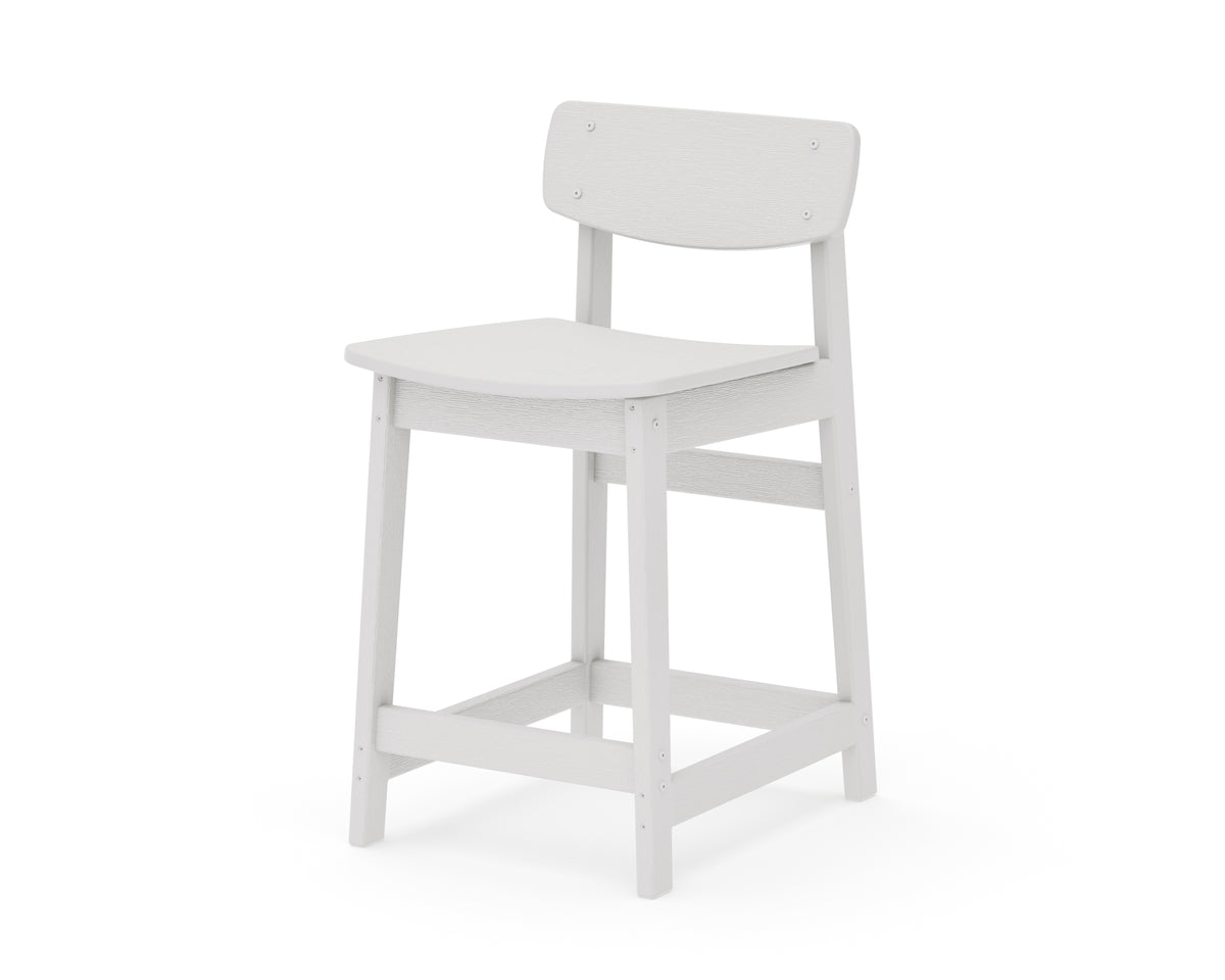 POLYWOOD Modern Studio Urban Lowback Counter Chair in Vintage White