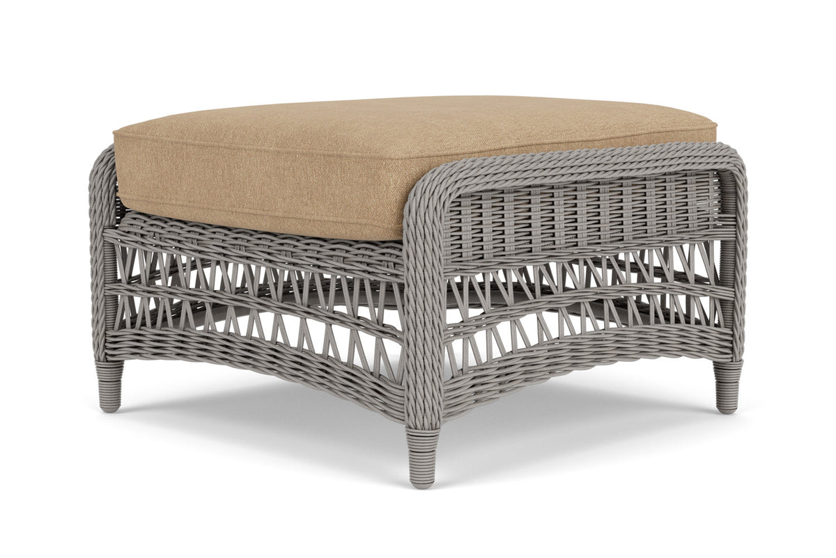 Lloyd Flanders Mackinac Ottoman with Hayden Sand fabric, view 6