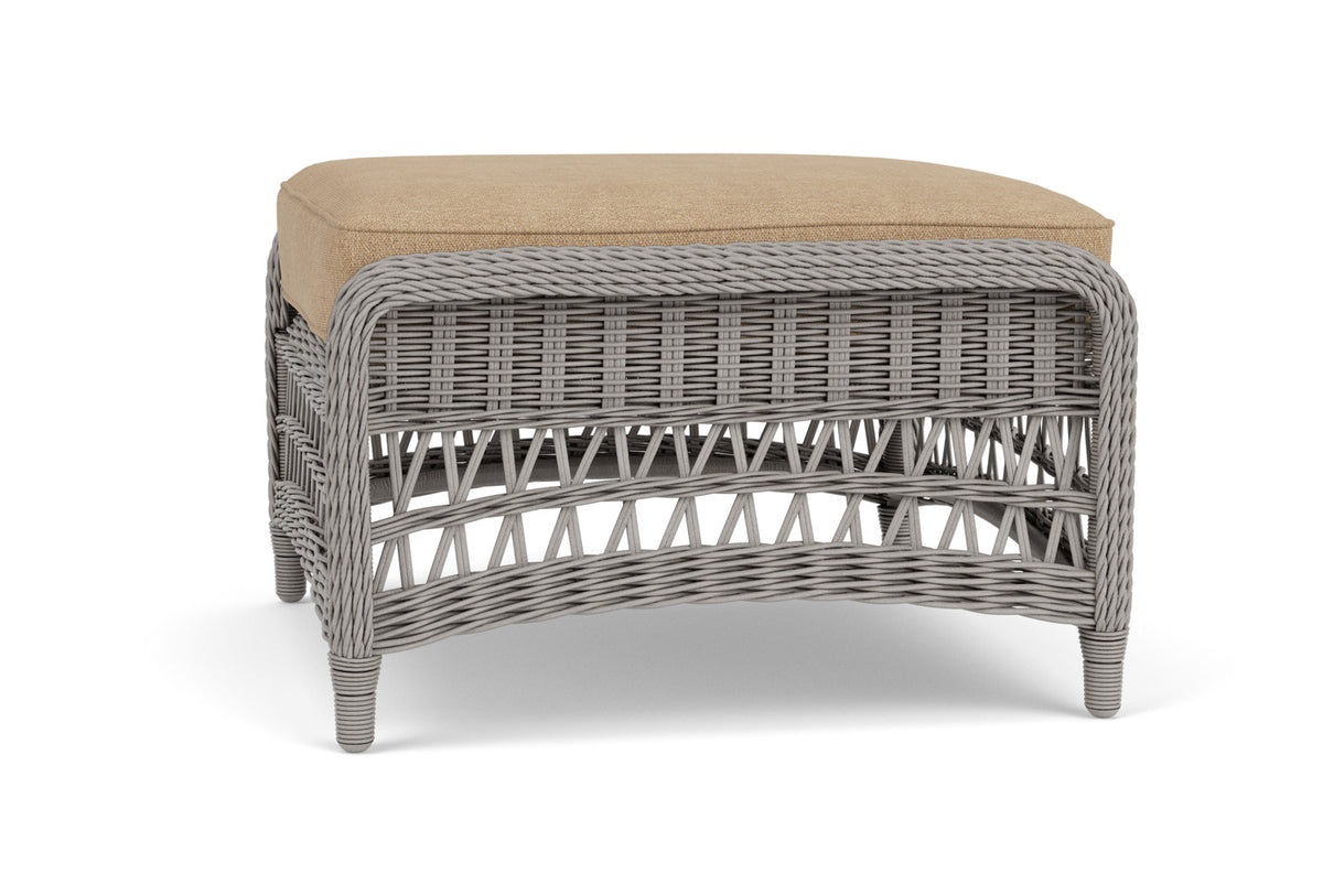 Lloyd Flanders Mackinac Ottoman with Hayden Sand fabric, view 9