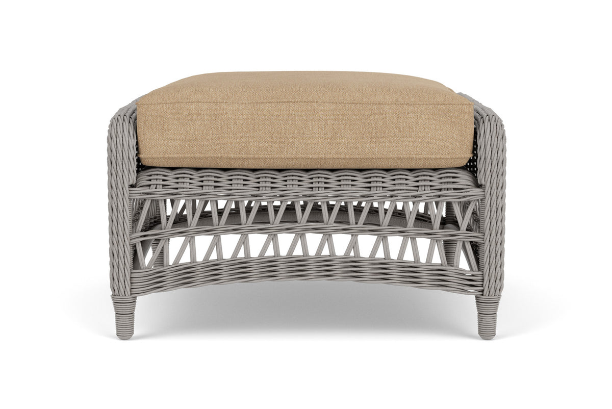Lloyd Flanders Mackinac Ottoman with Hayden Sand fabric
