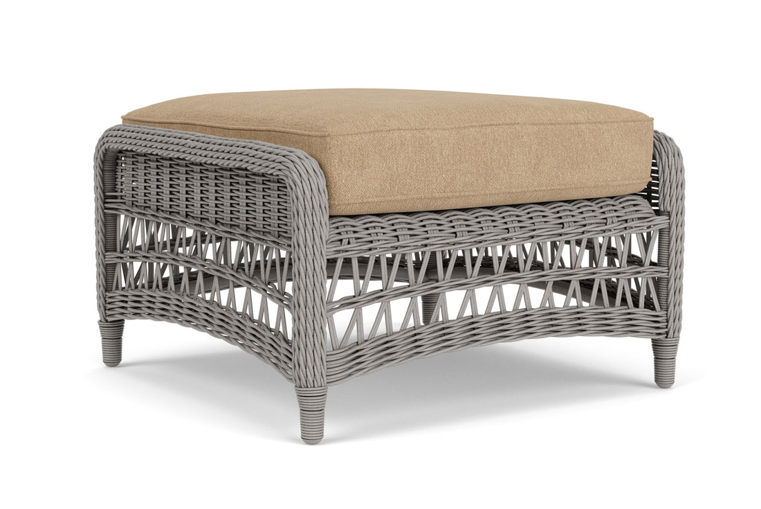 Lloyd Flanders Mackinac Ottoman with Hayden Sand fabric, view 2