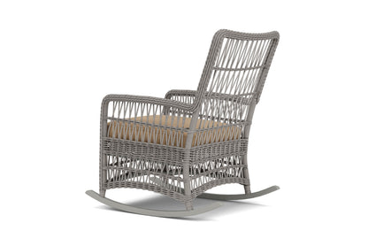 Lloyd Flanders Mackinac High Back Porch Rocker with Hayden Sand fabric, view 8