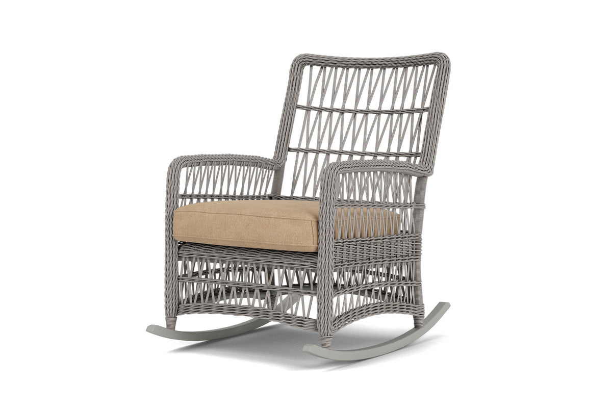 Lloyd Flanders Mackinac High Back Porch Rocker with Hayden Sand fabric, view 10
