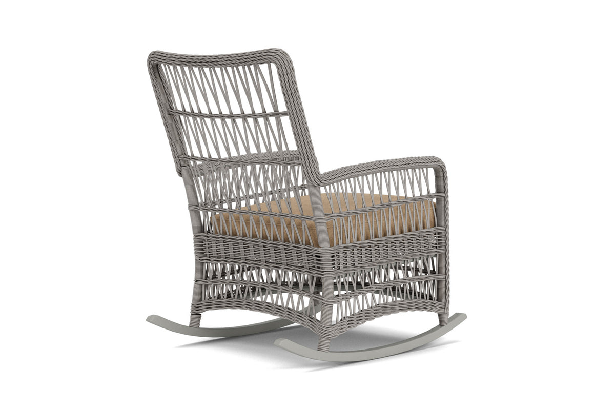 Lloyd Flanders Mackinac High Back Porch Rocker with Hayden Sand fabric, view 6