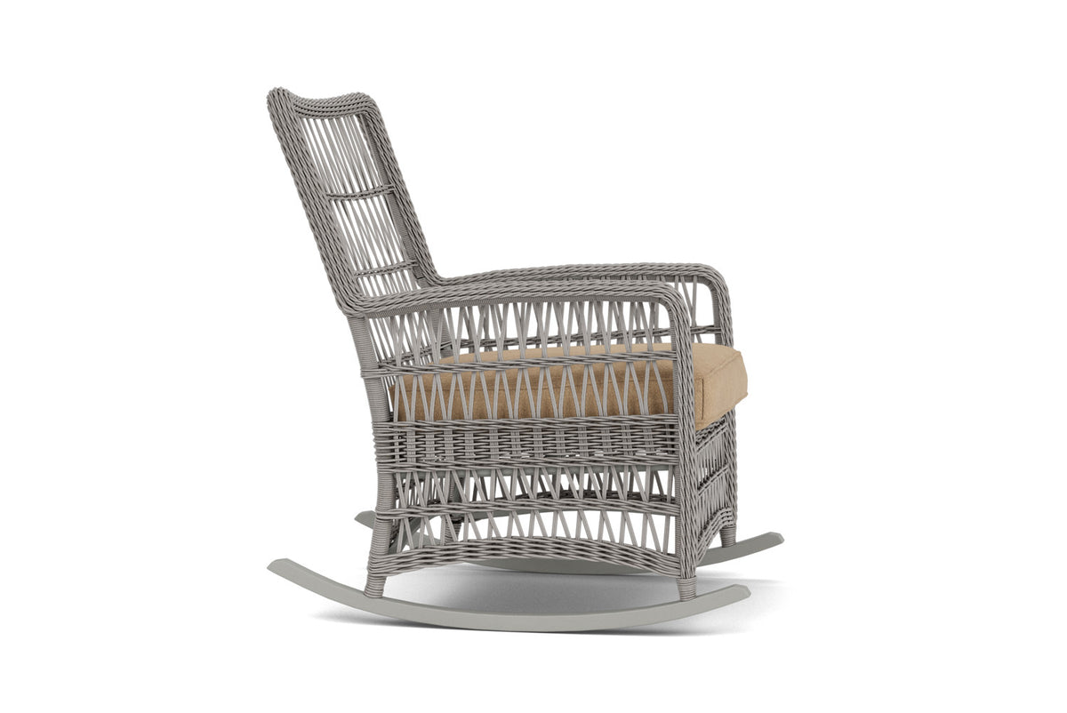 Lloyd Flanders Mackinac High Back Porch Rocker with Hayden Sand fabric, view 4
