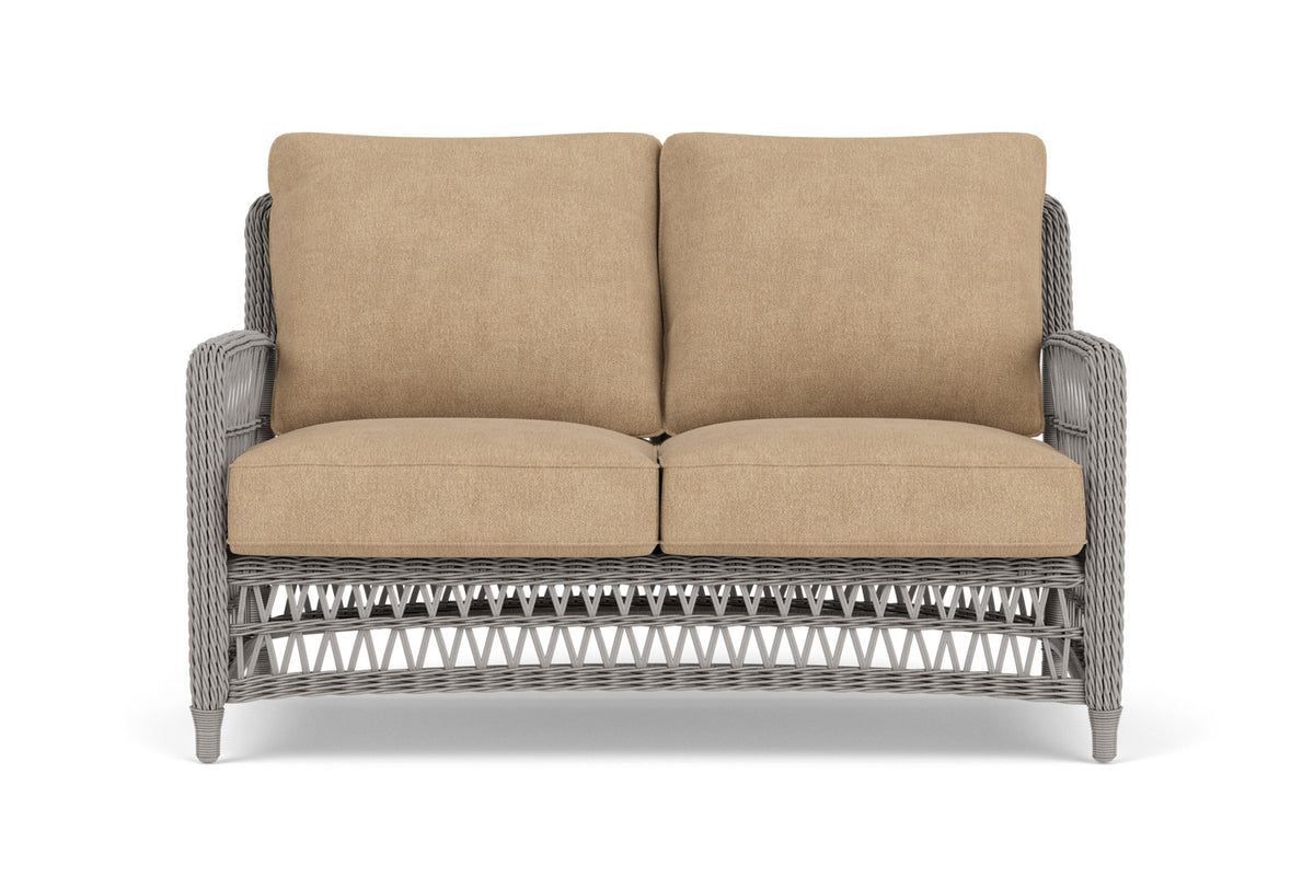 Lloyd Flanders Mackinac Conversation Set with Hayden Sand fabric