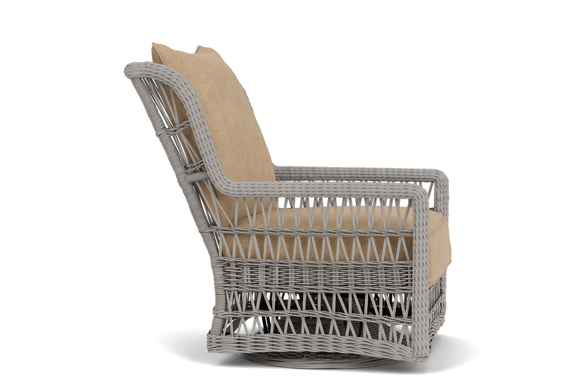 Lloyd Flanders Mackinac High Back Swivel Glider with Hayden Sand fabric, view 4