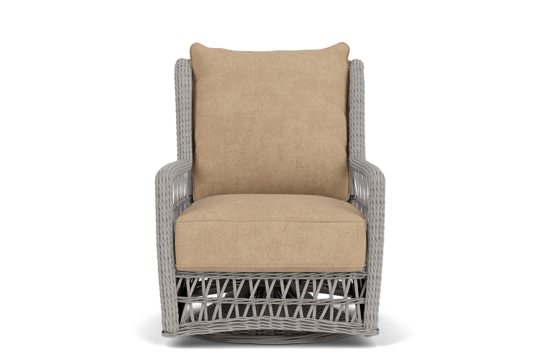 Lloyd Flanders Mackinac High Back Swivel Glider with Hayden Sand fabric