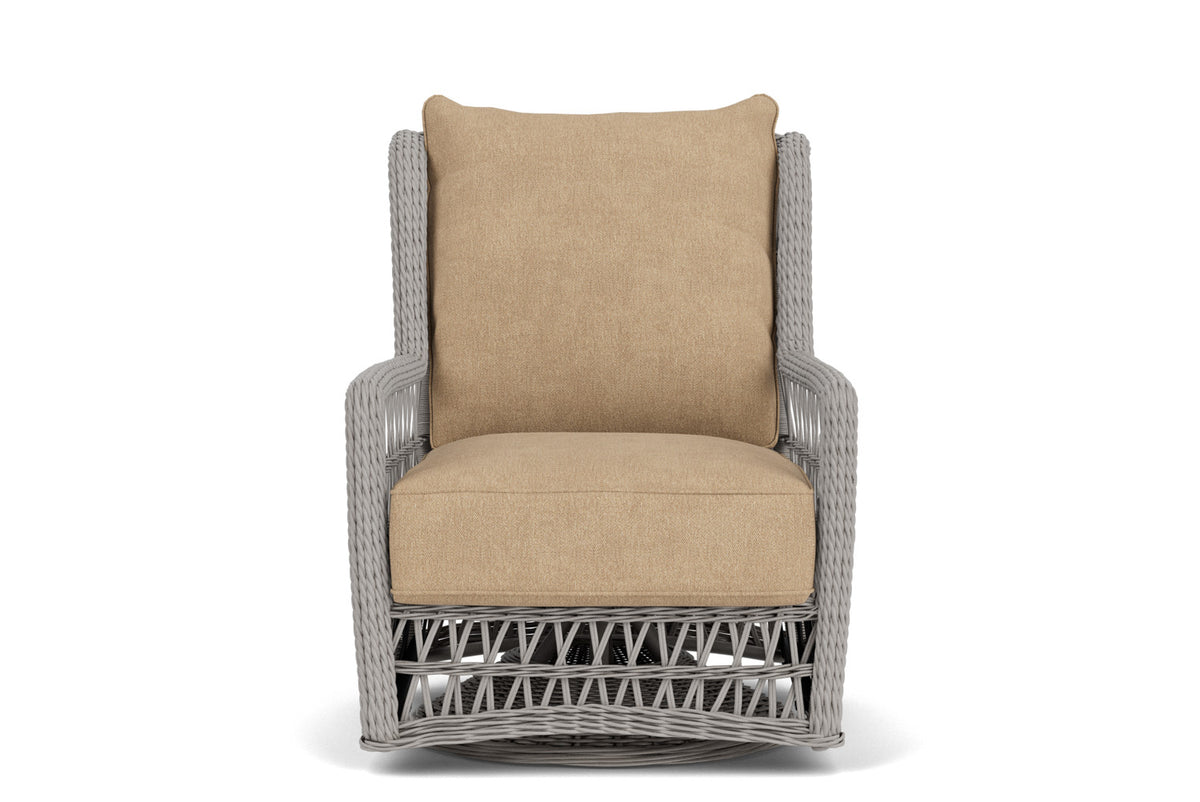 Lloyd Flanders Mackinac High Back Swivel Glider with Hayden Sand fabric