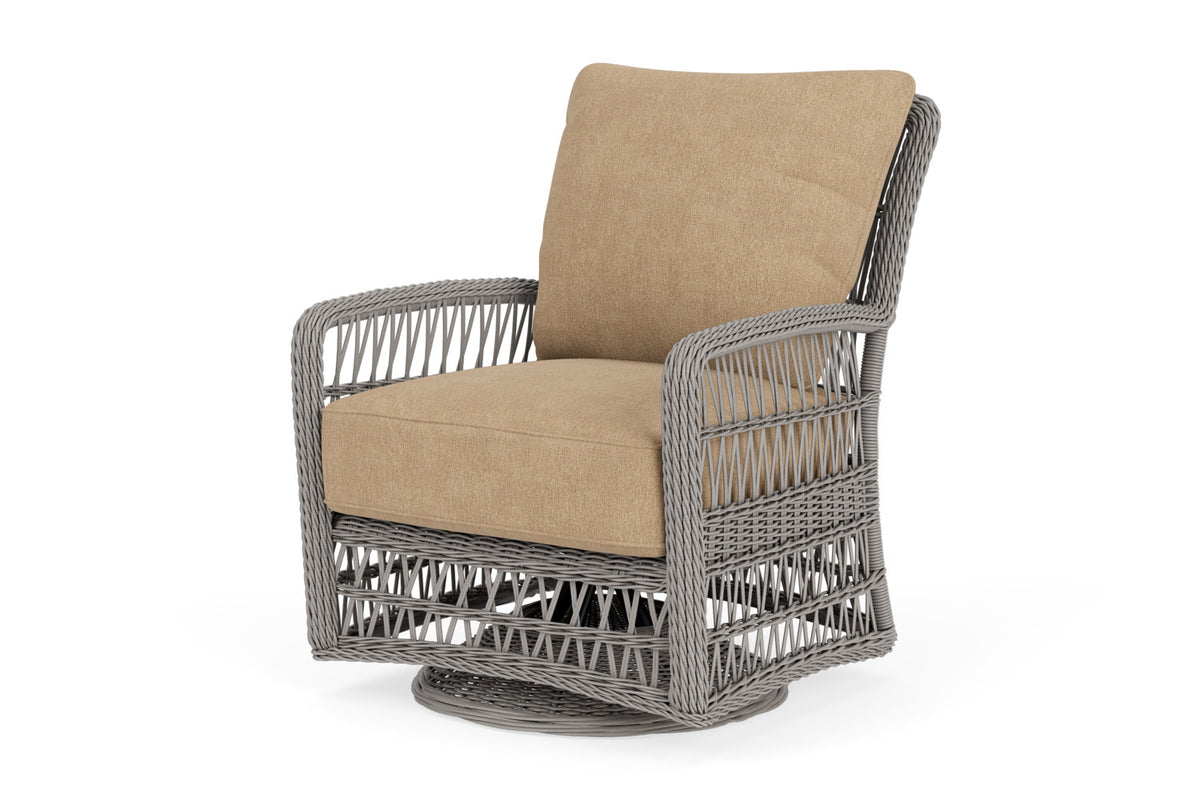 Lloyd Flanders Mackinac Swivel Glider Lounge Chair with Hayden Sand fabric, view 10