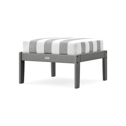 POLYWOOD Cottage Deep Seating Ottoman in Slate Grey / Cabana Stripe Grey Mist