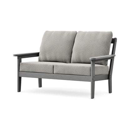 POLYWOOD Cottage Deep Seating Loveseat in Slate Grey / Weathered Tweed