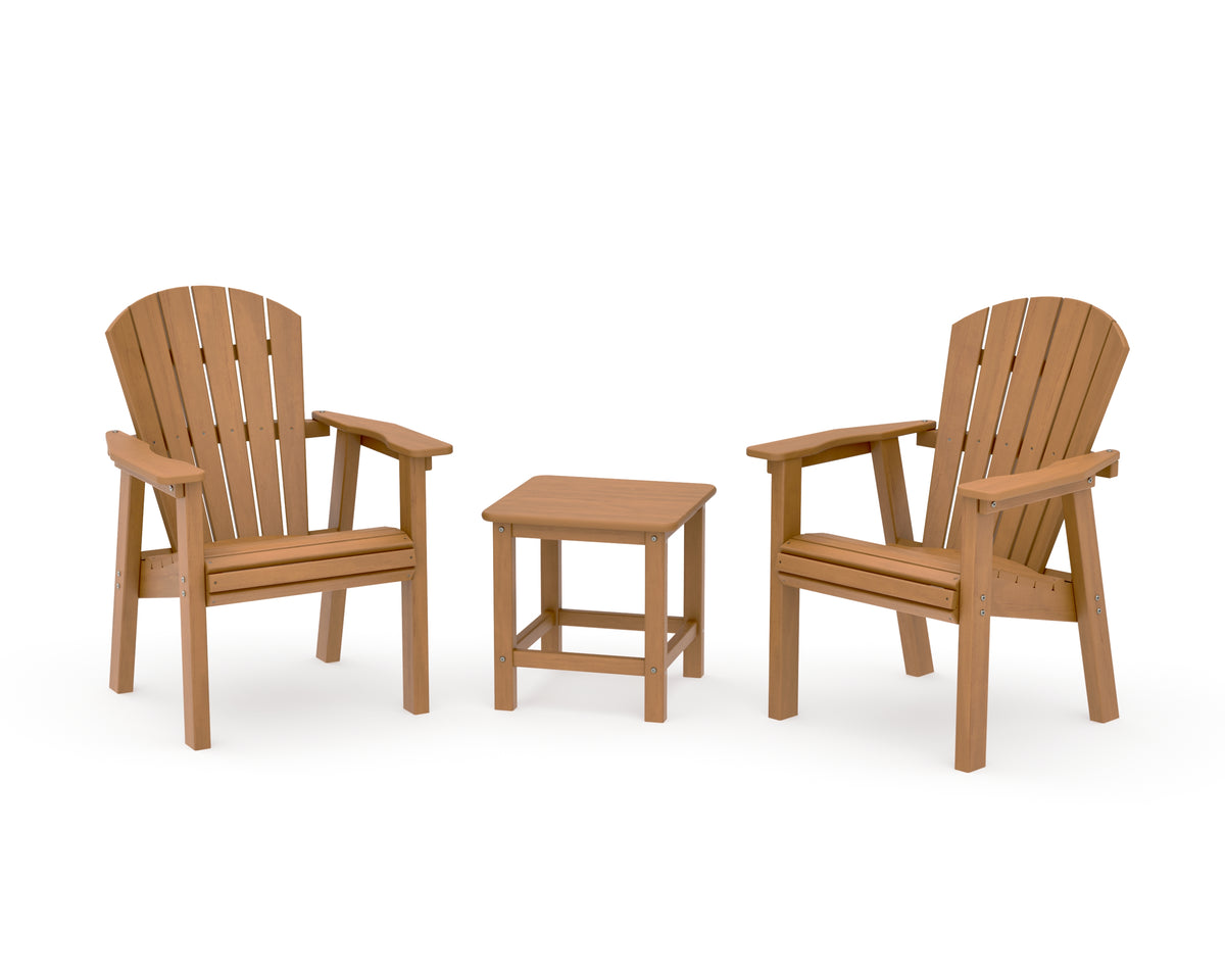 POLYWOOD Seashell 3-Piece Upright Adirondack Chair Set in Natural