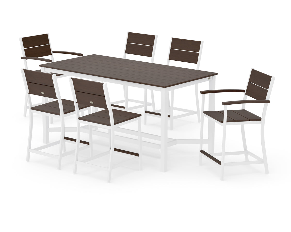 POLYWOOD Main Street 7-Piece Counter Set in White / Kona