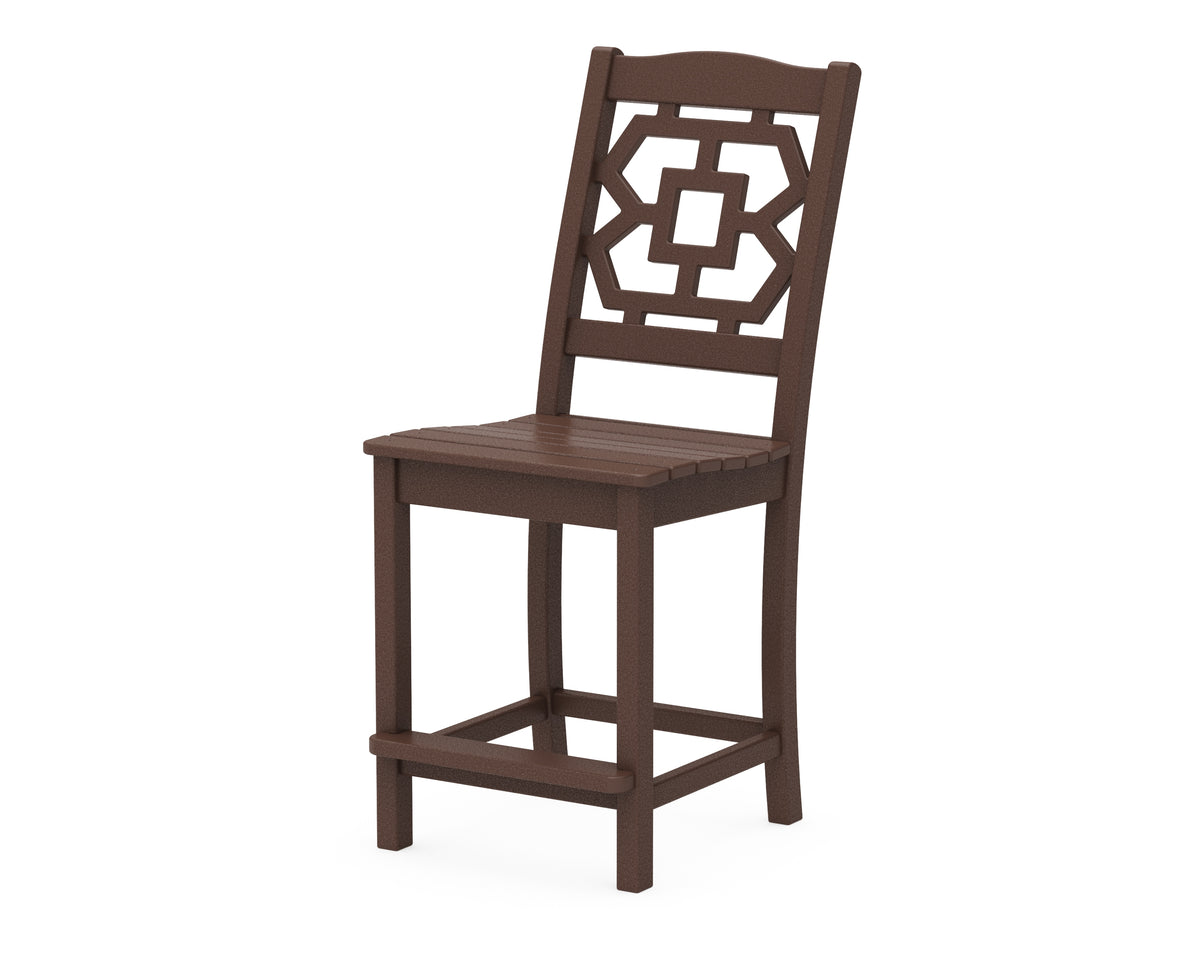 POLYWOOD Chinoiserie Counter Side Chair in Mahogany