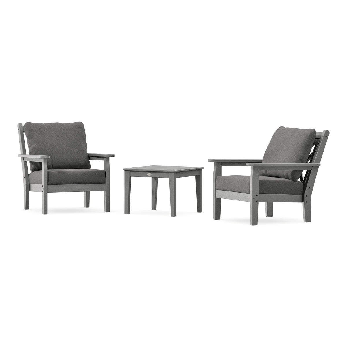 POLYWOOD Chippendale 3-Piece Deep Seating Set in Slate Grey