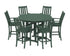 POLYWOOD Vineyard 7-Piece Arm Chair Round Farmhouse Bar Set in Green