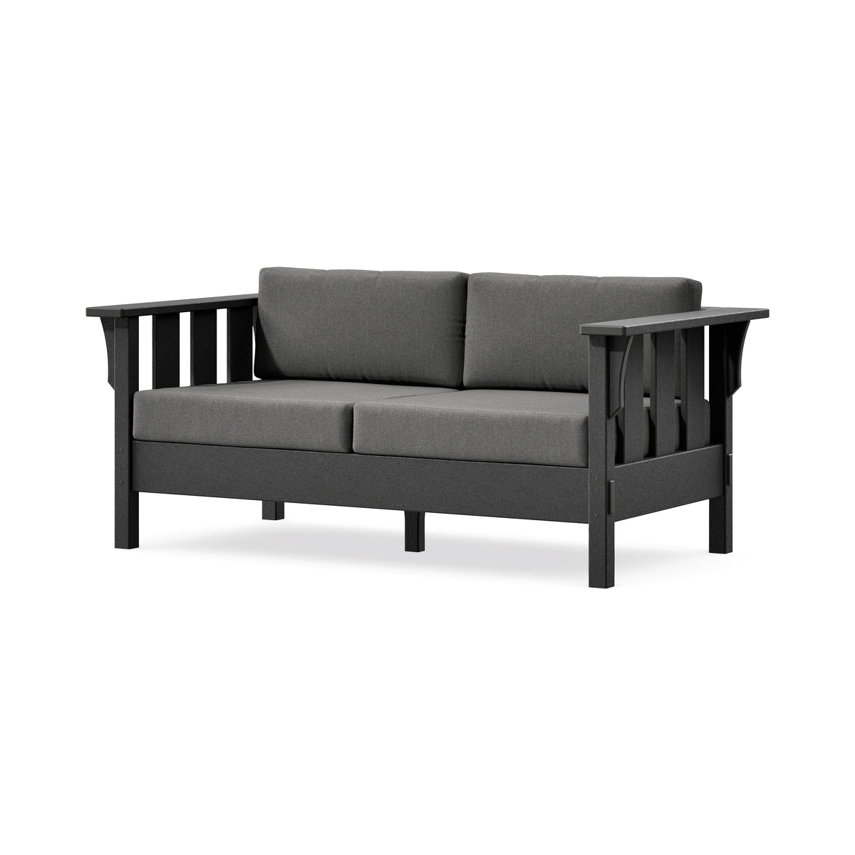 POLYWOOD Acadia Deep Seating Loveseat in Black / Ash Charcoal