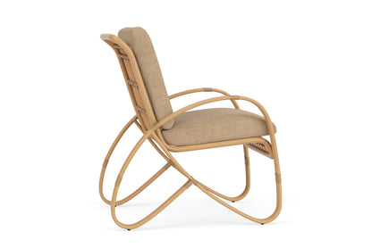 Lloyd Flanders Riviera Dining Armchair with Hayden Sand fabric, view 5