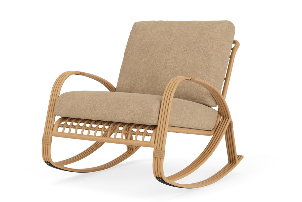 Lloyd Flanders Riviera Lounge Rocker with Hayden Sand fabric, view 10